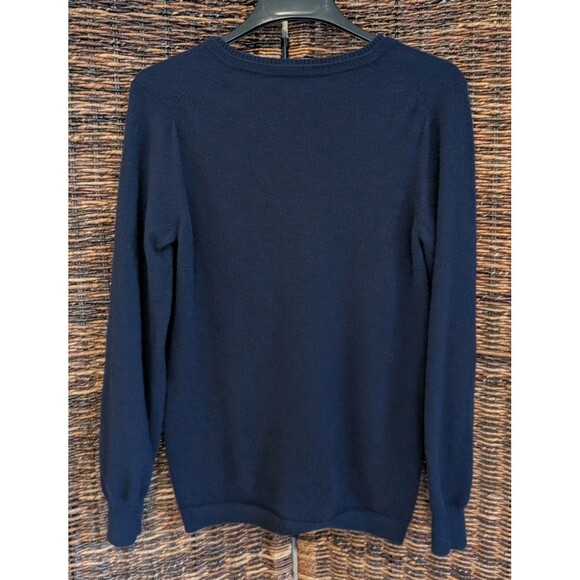 Pure Collection 100% Cashmere V Neck Sweater Women 8 / 10 Long Blue Minimalist - Picture 2 of 9